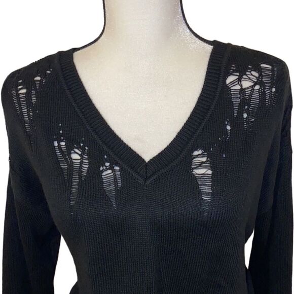 Bar III V-Neck Destressed Sweater - Picture 3 of 11